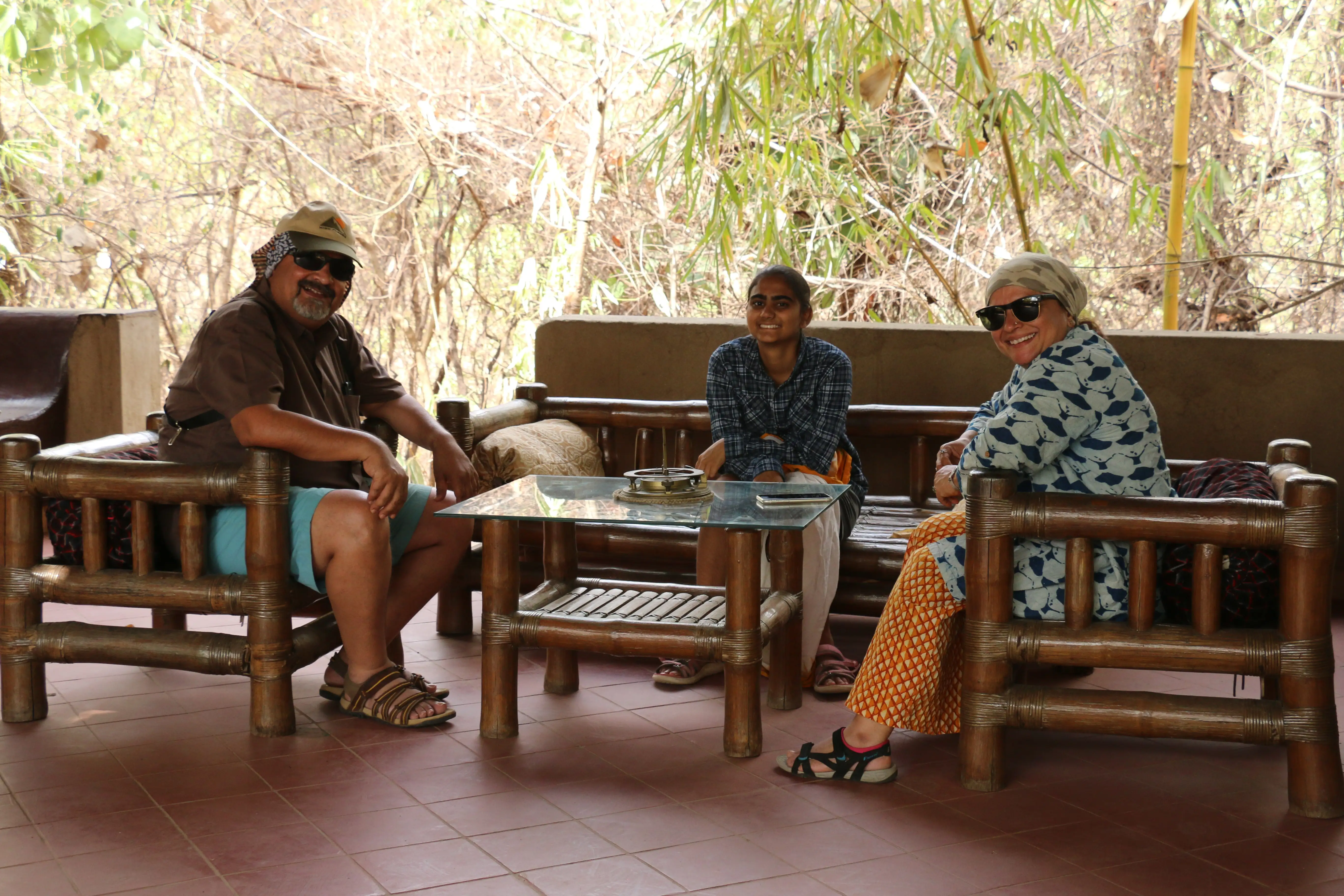 Tourists having a talk with locals